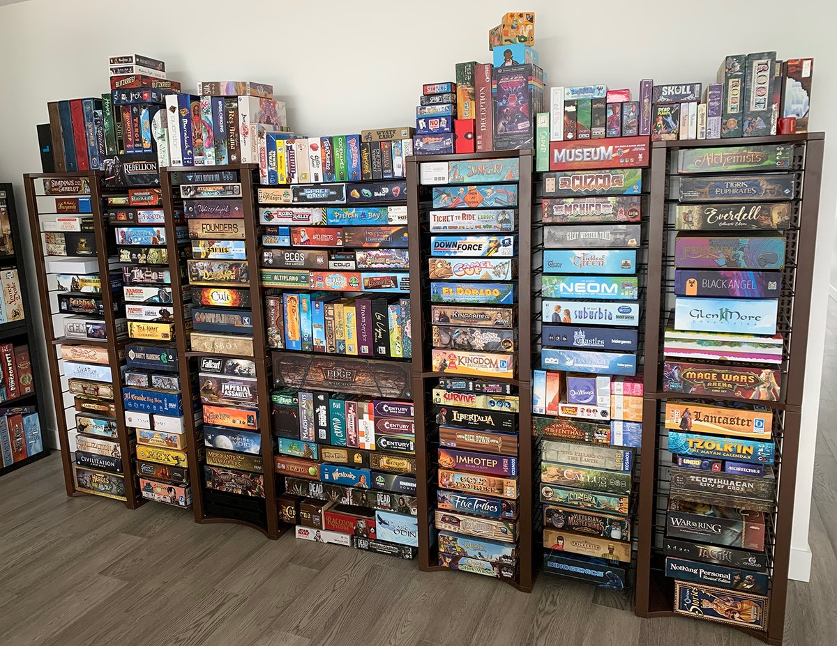 shelves with board games