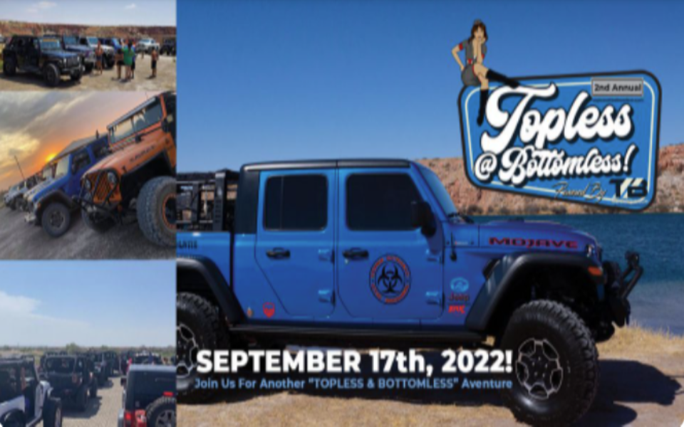 Photo of Jeeps with name of event and event date listed
