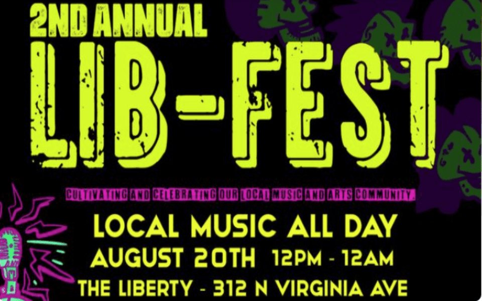 2nd Annual Lib Fest event banner with event details and mic with electricity coming out