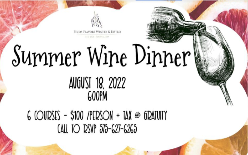 Summer Wine event banner with details and wine glass