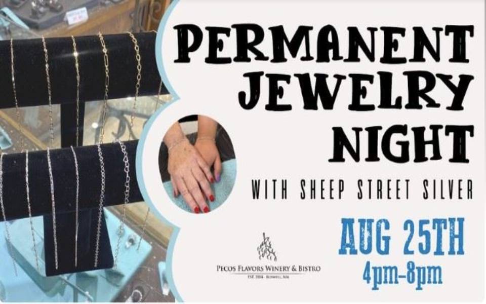 Permanent Jewelry Night banner with jewelry and event details