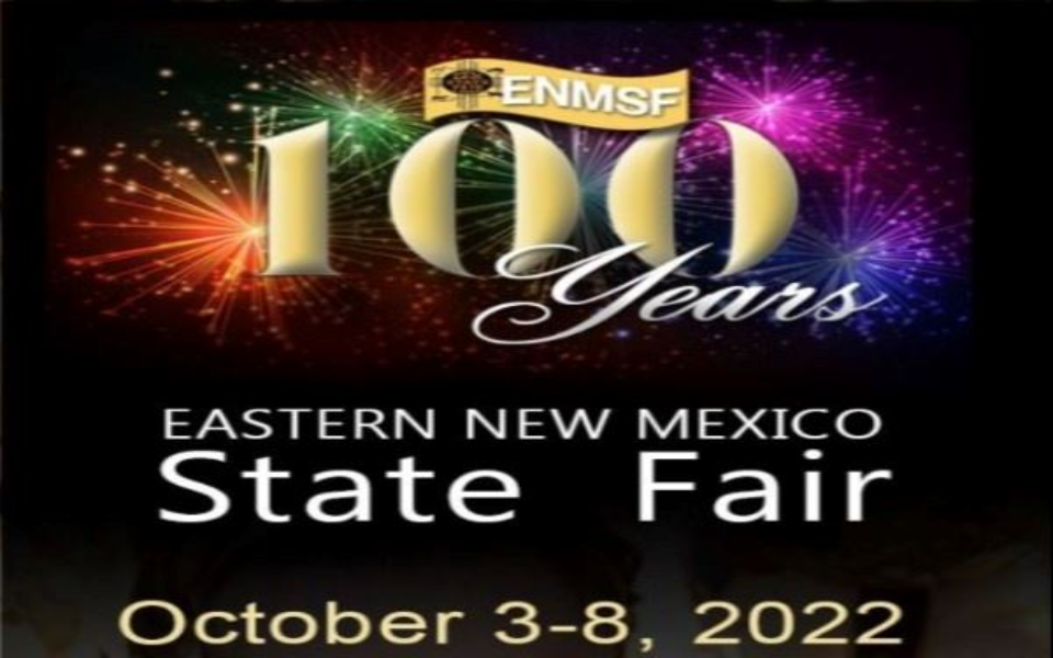 100th Year State Fair banner with details and fireworks going off