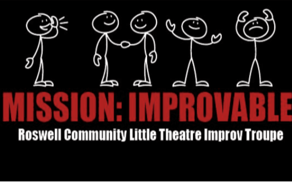 stick figures standing next to event text: Mission: Improvable