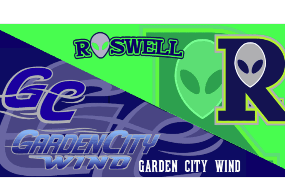 Roswell Invaders and Garden City Wind logos pictured next to each other