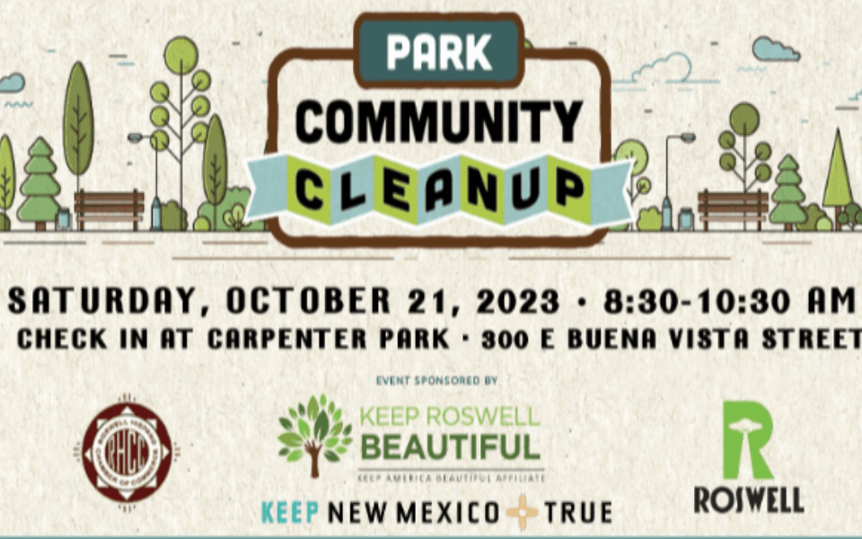 White/beige back ground with trees and plants pictured on top. Pictured with event text for a park community clean up.