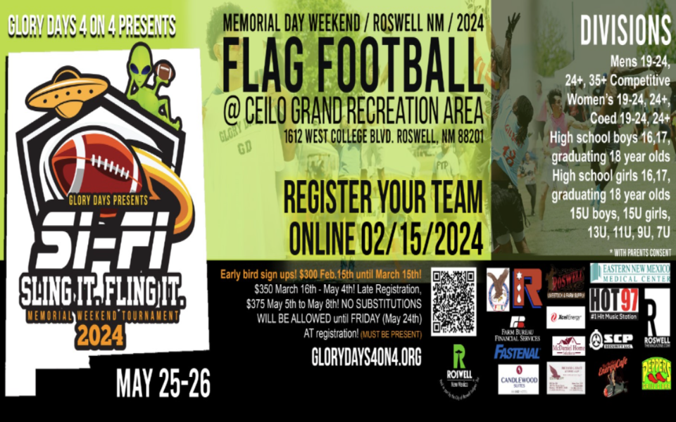Official flyer for the 2024 Memorial Day Weekend Si Fi Sling it Fling It Tournament. Includes text information for registration.