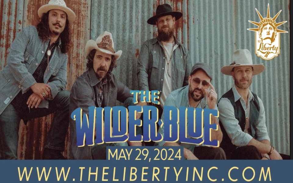 The Wilder Blue members posed together and with text for this event at The Liberty in May 2024.